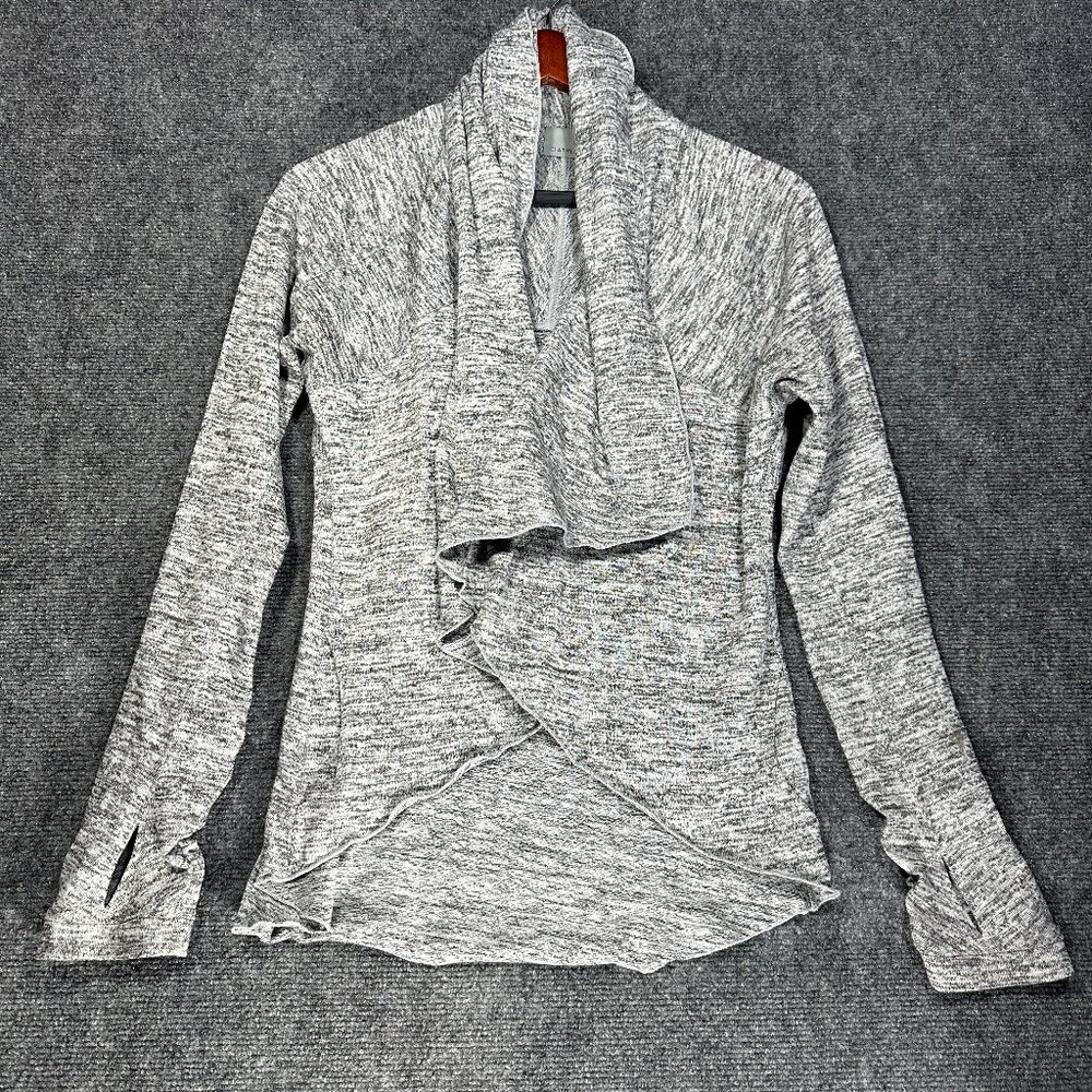 Athleta Haven Cardigan Womens Small Sweater Gray Wrap Open Front Yoga Pockets